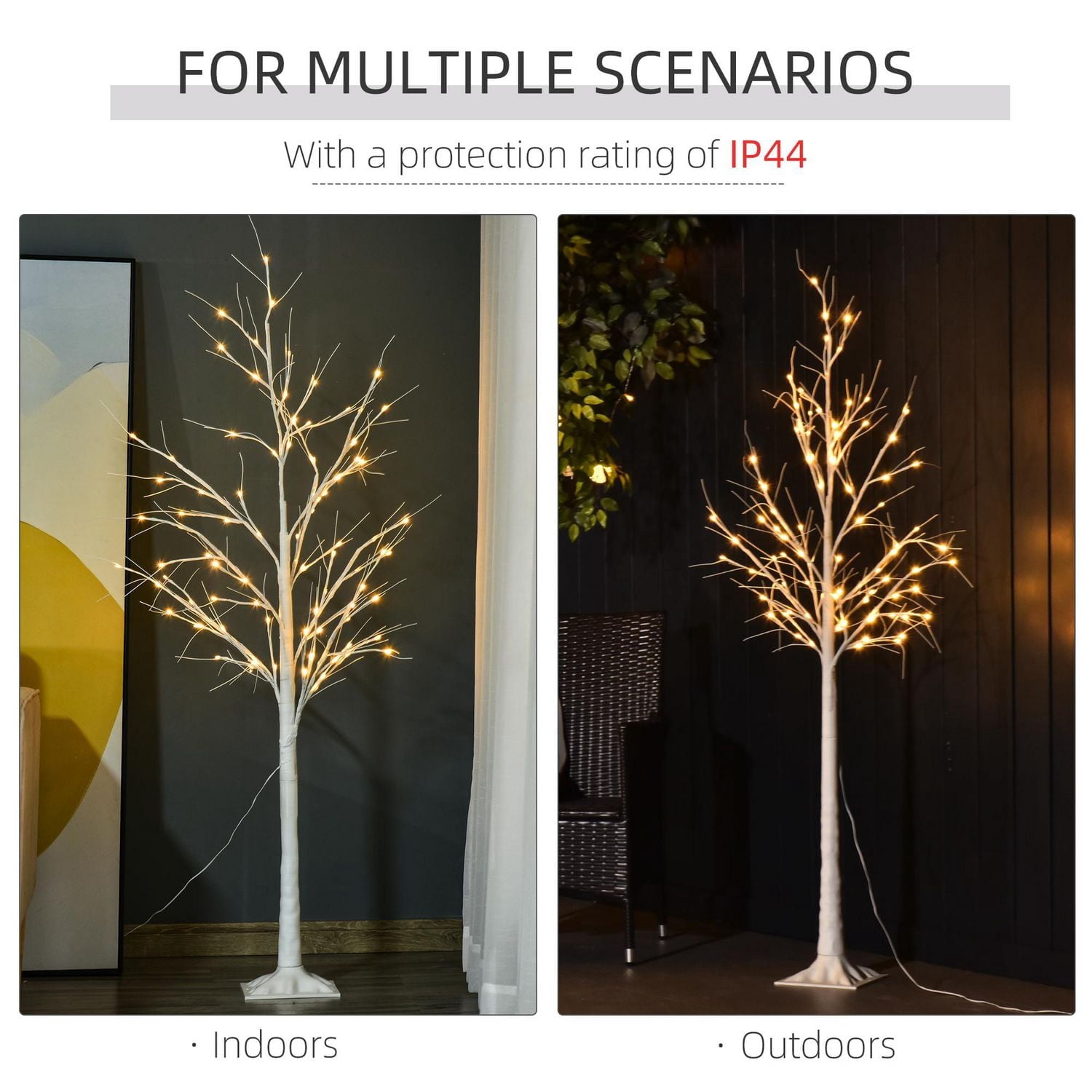 Outsunny 5FT lampe d'arbre artificiel avec 58 LED chaudes et 8 modes d'éclairage, bricolage pour la fête de mariage d'anniversaire en extérieur et en intérieur