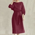 thumbnail image 1 of Robe d'Été pour Femmes 2024 Mode Grande Taille Col Rond Ample Manches Courtes Unie Mi-Mollet Robe Longue Rabais de 50 % Liquidation!, 1 of 8