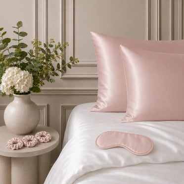 Swift Home 6-Piece Satin Pillowcase Gift Set with Eye Mask and Scrunchies, Beauty Sleep Set, Rose Gold