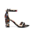 thumbnail image 3 of BLISSFUL STEP Women's Shoes Solid Color Open Toe Block High Heels Summer Sandals Black Flower 6, 3 of 7