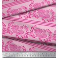 thumbnail image 3 of Soimoi Poly Georgette Fabric Stripe,Leaves & Hen Block Printed Fabric 1 Yard 52 Inch Wide, 3 of 3
