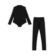 thumbnail image 4 of Manyakai Garçons Enfants Justaucorps de Gymnastique à Manches Longues avec Strass Haut avec Pantalon Combinaison Classique Tango Samba Rumba Tenue de Danse Noir 16, 4 of 6