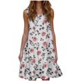 thumbnail image 2 of Ovzne Robes d'Été pour Femmes 2025 Robe Mode Féminine Vacances Été Couleur Unie Sans Manches Fête Plage Robe Grande Taille Robe Imprimée Liquidation, 2 of 6