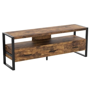Safdie & Co. Tv Stand 59L Brown Reclaimed Wood 3 Drawers 1 Shelf
