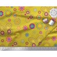 thumbnail image 3 of Soimoi Jaune Tissu Cambier Insecte & Floral Clip Art Tissu Imprimé 1 Yard 56 Inch Wide, 3 of 3