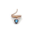 thumbnail image 1 of 7MM Heart Shape Wrap Bypass Ring Natural Labradorite 925 Silver Rose Vermeil Women Rings, 1 of 4