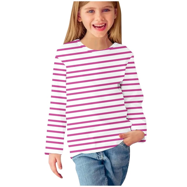Chandails à Manches Longues pour Filles en Liquidation Chandails à Manches Longues pour Filles à Imprimés Jolis Chandails Ras du Cou Hauts Blouses Habillées Décontractées Vêtements Bébé Chandail Ras du Cou Roses 3T