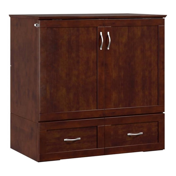 Bowery Hill Wood Walnut Murphy Bed Chest Space Saving Twin Extra Long 40.75"H x 42.63"W x 24.75"D Assembly Required