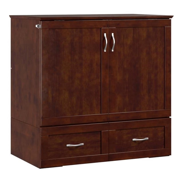 Bowery Hill Coffre-Lit Escamotable en Bois Noyer Gain de Place Simple Extra Long 40,75 Pouces H x 42,63 Pouces L x 24,75 Pouces P Assemblage Requis