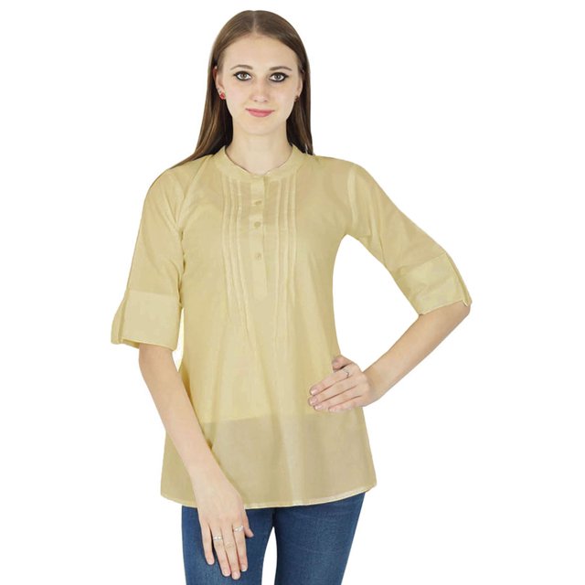 Robe Haut Boho Unie Tenue Décontractée Tunique Vêtements pour Femmes Coton Robe d'Été