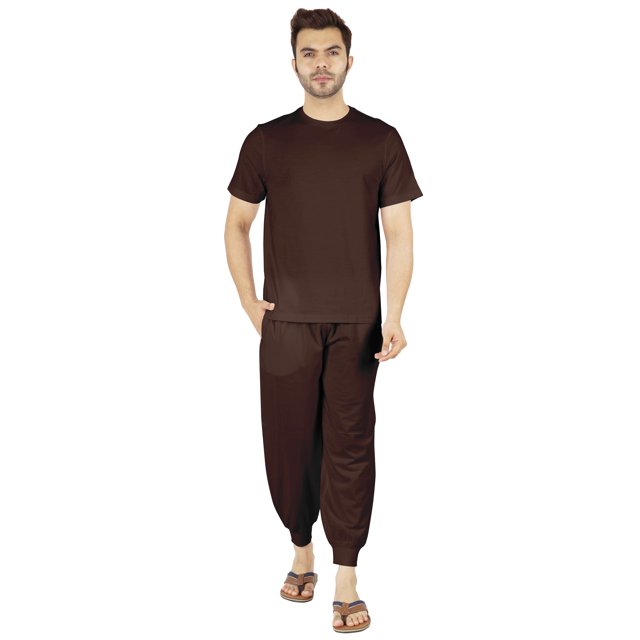 Inkmeso Ensemble de Pyjama Uni pour Hommes, Manches Courtes, Vêtement de Nuit à Col Rond, Ensemble de Pj