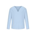 thumbnail image 2 of xiaxaixu Menacute;s Spring Summer Casual T Shirt Solid Color Long Sleeve V Neck Shirts Loose Fit Tops, 2 of 5