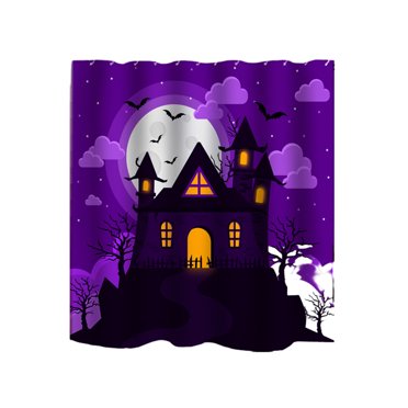 EGNMCR Ensemble de Rideau de Douche d'Halloween en Tissu Imperméable, Décor d'Halloween Château Effrayant, Décorations d'Intérieur pour Salle de Bain et Maison d'Halloween, Cadeaux et Fournitures pour Fête d'Halloween Rideau de Douche