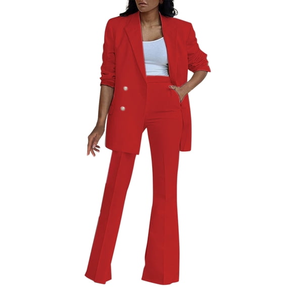Clearance!NMMUED Women Suits 2 Piece Set, Womens Suits 2 Piece Set Business, Pant Suits for Women Dressy, Trajes Elegantes Para Mujeres, Womens Business Casual Clothing, Red XXL