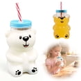 thumbnail image 1 of Clear Bear Cup with Straw,Honey Bear Straw Cup,Kawaii Bear Sippy Cup Clear Bear Glass Cup with Lid and Straw Cute Kawaii Bear Glass Bottle Mug for Juice Milk Tea Smoothies Infused Water Beverage, 1 of 9