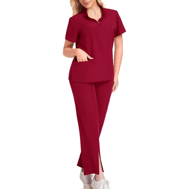 Women's Scrub Set - V-Neck Short-Sleeved Comfortable Workwear Set for Doctors and Nurses