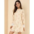 thumbnail image 4 of INSPIRE CHIC Robe Courte Décontractée pour Femme à Imprimé Floral, en Dentelle, à Volants, Col Ras du Cou, 4 of 6