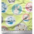 thumbnail image 1 of Soimoi Crepe Silk Fabric Circle,Fish & Cute Animals Patchwork Fabric Prints by Yard 42 Inch Wide, 1 of 3