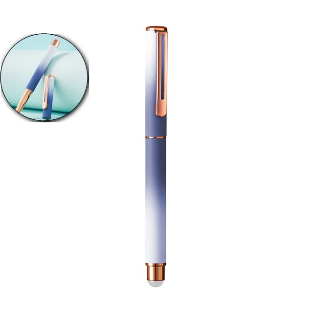 Dvruxg Metal Fountain Pen–0.38mm Writing Pen for Office Use–Comfort Grip, Refillable & Erasable Ink(Blue)