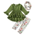 thumbnail image 1 of Bébé bébé Filles Vêtements Tenues Automne Printemps Manches Longues Volants Tops Robe + Pantalon Floral 3pcs Ensemble 2-3 Ans, 1 of 6