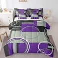 thumbnail image 1 of YST Abstract Swirls 7 Piece Comforter Set Full Modern Purple Black Grey Bed in a Bag Geometry Circles Stripes Bed Set Geometric Square Curved Lines Down Comforter Modern Texture Top Sheet, 1 of 5