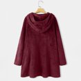 thumbnail image 4 of Women Printed Button Plush Tops Hooded Loose Cardigan Wool Coat Winter Jacket, 4 of 9