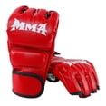 thumbnail image 2 of Almencla Gants Mma Demi-Doigt Paumes Ouvertes Mitaines d'Entraînement Gants de Kickboxing Gants de Boxe Rouge, 2 of 6