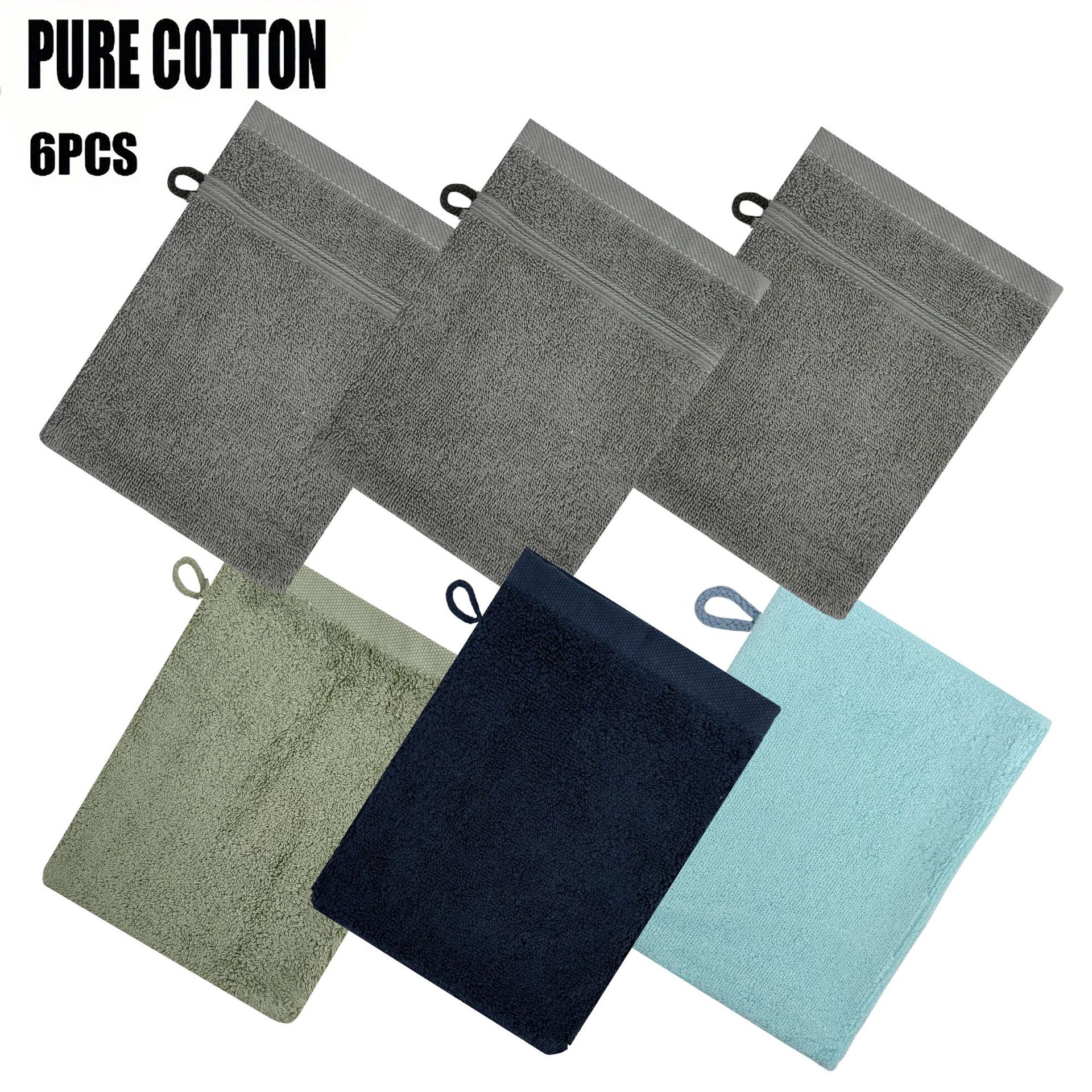 6 x Bath Mitts 6" Euro Towels with Loops 6 Pack