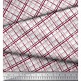 thumbnail image 2 of Soimoi Red Poly Georgette Fabric Diagonal Check Printed Fabric 1 Yard 52 Inch Wide, 2 of 5