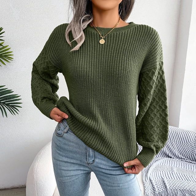 Zanvin Chandails des Fêtes pour Femmes, Mode Décontractée Colorée, Chandail en Tricot à Manches Longues et Épaules Dénudées, Col Rond, Vert Foncé. Ce Chandail pour Femmes à Enfiler Présente un design en Tricot Texturé, des Manches Longues et une Encolure Ronde. Style avec des jeans Bleu Pâle, le Tissu Extensible et Doux Offre une Coupe Flatteuse. Idéal pour les Fêtes, le Port Quotidien Décontracté, les Fêtes Ou comme Idée-Cadeau des Fêtes.