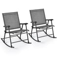 thumbnail image 1 of Costway 2 PCS Patio Folding Rocking Chair Heavy-Duty Metal Frame Rockers Outdoor Gray, 1 of 8