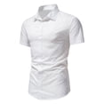 thumbnail image 2 of EGNMCR Chemise à Manches Courtes pour Homme, Coupe Ajustée, Imprimée, à Boutons et Col à Revers, 2 of 9