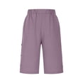 thumbnail image 4 of BLVB Linen Shorts for Women High Waisted Lightweight Bermuda Shorts Side Button Short Beach Vacation Outfits Pockets, 4 of 7