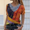 thumbnail image 1 of Blouse à Manches Courtes avec Col Brodé Imprimé Teinture sur Nœuds pour Femmes, 1 of 3