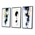 thumbnail image 3 of Designart « Heartbeat Rhapsody Turquoise and Gold Ink Cloud II » Peinture Abstraite Ensemble d'Art Mural Encadré de 3 - Ensemble de Toiles à Cadre Moderne Turquoise pour Déco de Salon, 3 of 6