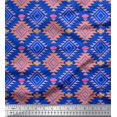 thumbnail image 1 of Soimoi Blue Poly Georgette Fabric Diamond Geometric Print Fabric by the Yard 42 Inch Wide, 1 of 5