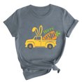 thumbnail image 2 of RKSTN Hauts Grande Taille pour Femmes Mode Été Col Rond Manches Courtes T-shirt Décontracté Ample Imprimé Graphique Voiture de Pâques, 2 of 4