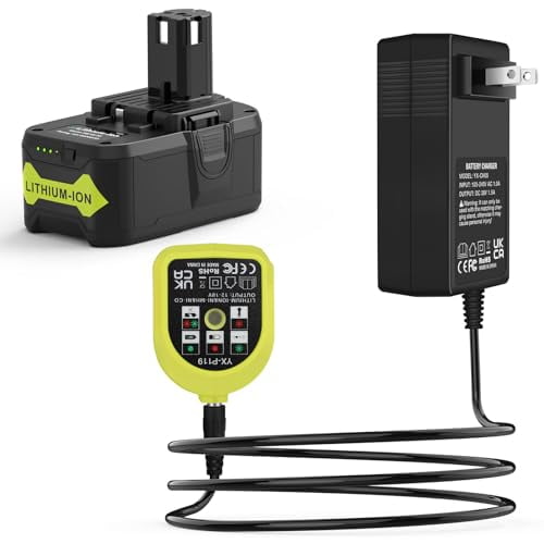 Batterie de Remplacement au Lithium 6000mAh 18V Ryobi pour Batterie au Lithium 18V Ryobi ONE+ P102 P103 P104 P105 P107 18-Volt Outils Sans Fil Batterie Inclut Chargeur P119