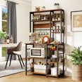 thumbnail image 2 of Gymax Bakers Rack w/ Power Outlet 6-Tier Microwave Stand w/ Wooden Open Shelves, 2 of 10