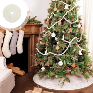 Tree Skirt - White Tree Skirt, Christmas Tree Skirt Tree Xmas Collar Christmas Decorations Tree Xmas Tree Ornaments for Mat for Decorations Holiday Party 36INCH