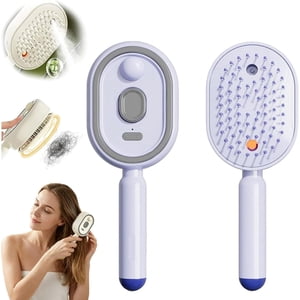 New Electric Steam Brush, Electric Steam Brushs for Hair, Rechargeable Steam Hair Straightener, Detangling Steams Brush, Reduce Frizz, Nourishes Hairs, Anti-Static (A)