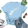 thumbnail image 3 of Short Sleeve T Shirt Womens Solid Color Women Print Solid Color  Neck Top Short Sleeve T-Shirt, 3 of 6