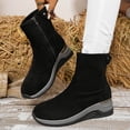 thumbnail image 2 of Women's Slim Suede Wedge Boots, Fall/Winter Style, Comfortable Height Increase, Solid Color, Large Size, Side Zipper, 2 of 9