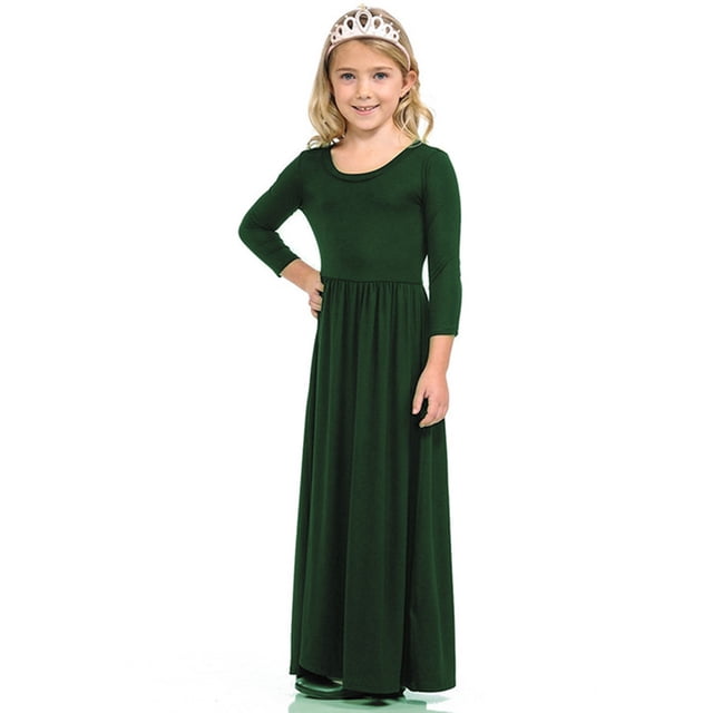 Robe Longue Décontractée à Fleurs pour Filles à Manches Longues avec Poches, Robes de Vacances, Robe Longue à Manches Longues pour Filles Longueur au Sol