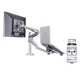 thumbnail image 1 of Multimedia Desktop Dual Arm 27 Inch LCD Monior Holder+ Laptop Holder Stand Table Full Motion Dual Monitor Mount Arm Stand ,Easy to Use, 1 of 6