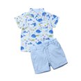 thumbnail image 1 of Gupgi Chemise à Manches Courtes Imprimé Baleine pour Garçon + Shorts Bleus, 1 of 6