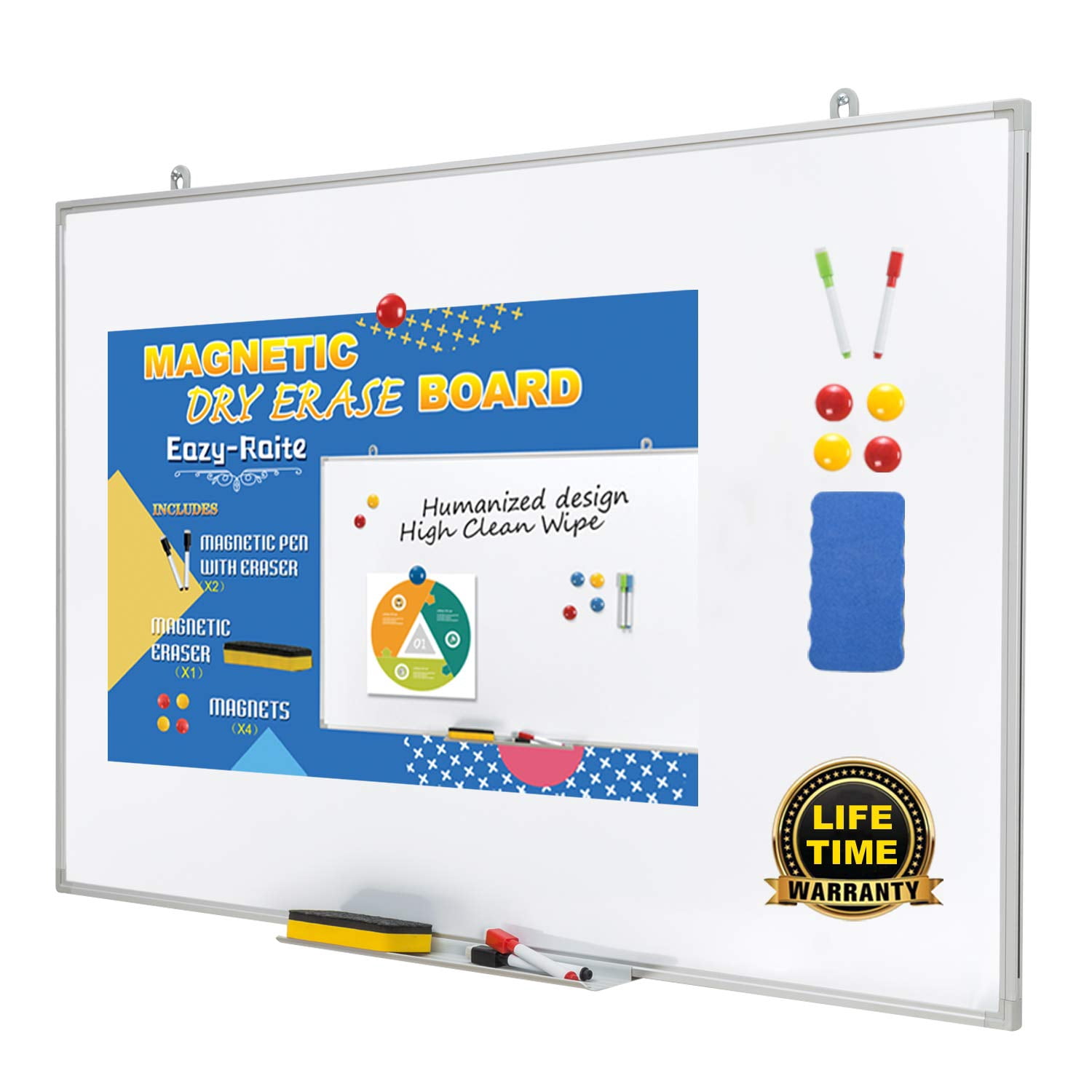 Magnetic Whiteboard/ Dry Erase Board 24 x 36 Inch, Ultra-Slim & Lightweight Wall Mount White Board,Aluminum Frame