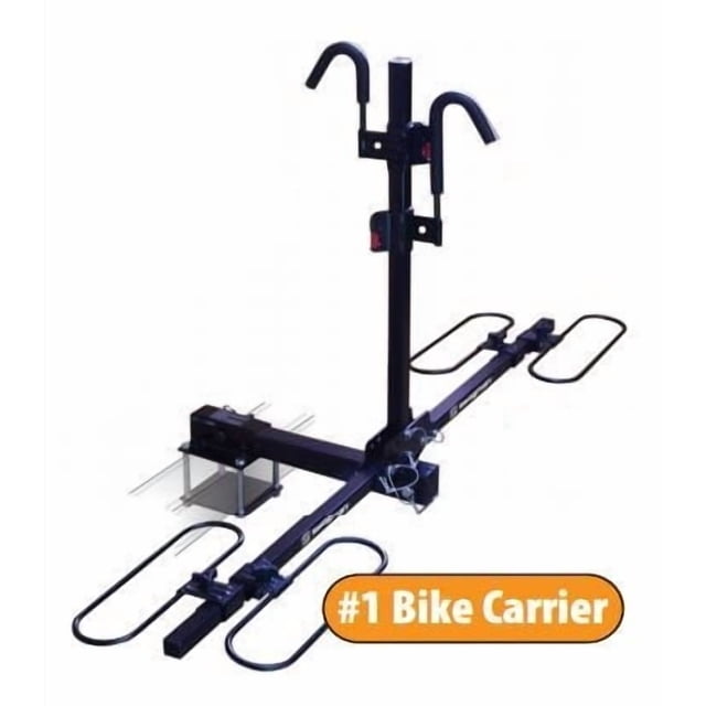 Swagman Bike Rack 64663 Traveler XC 2 RV; 2 Inch Receiver Hitch Mount; Holds 2 Bikes; Up To 70 Pound Weight Capacity; Bike Wheel Rests In Loop; Without Lock; Foldable; Black