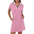 thumbnail image 1 of Mgmyaa Robe Chemise Mini d'Été Décontractée pour Femmes Polo Dress Unie à Manches Courtes, Col en V, Tennis Golf, avec Poches, 1 of 8