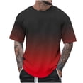 thumbnail image 2 of Qertyioot Grand et Grand Été Mode Casual Hommes Col Rond Imprimé T-shirt Top, 2 of 5